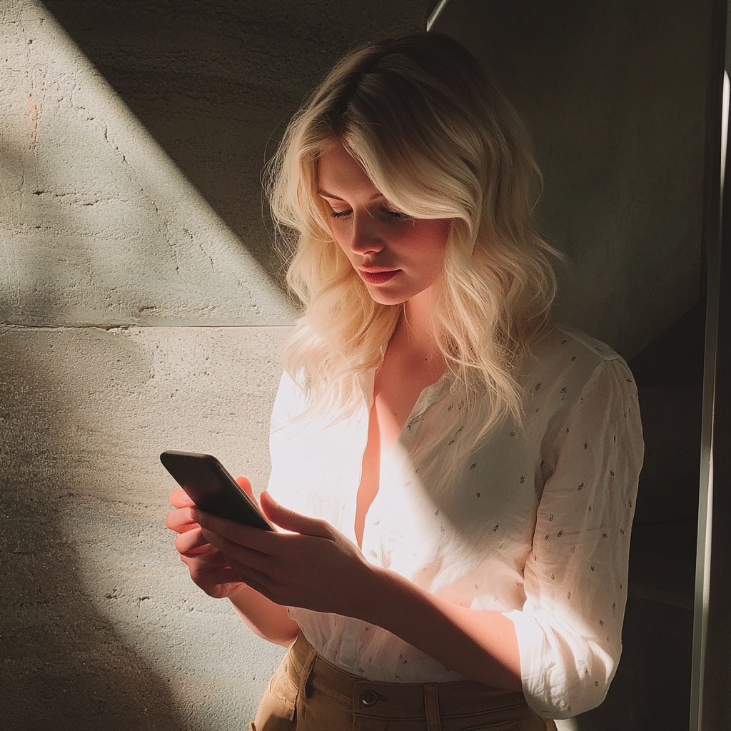 Una mujer utilizando su teléfono | Fuente: Midjourney