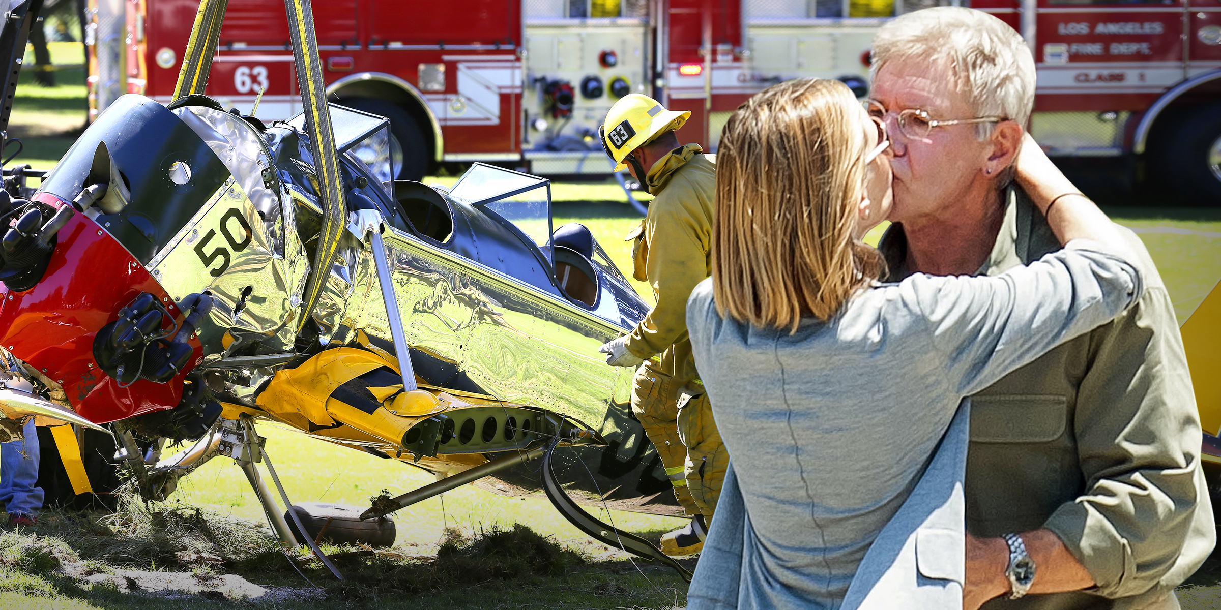 El avión piloteado por Harrison Ford, 2015 | Calista Flockhart y Harrison Ford, 2011 | Foto: Getty Images