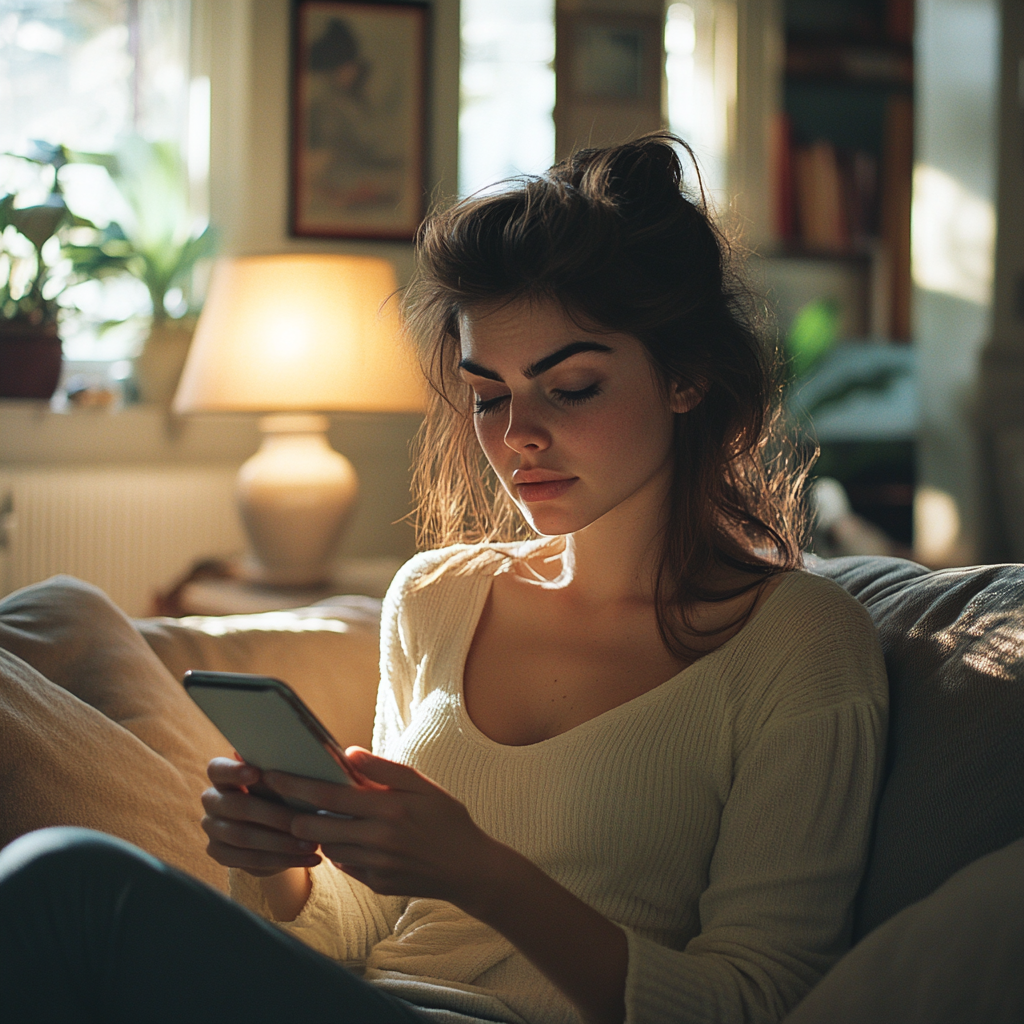 Una mujer utilizando su teléfono | Fuente: Midjourney