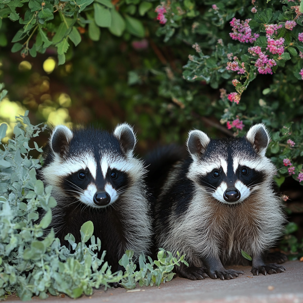 Dos animalitos sentados en un jardín | Fuente: Midjourney