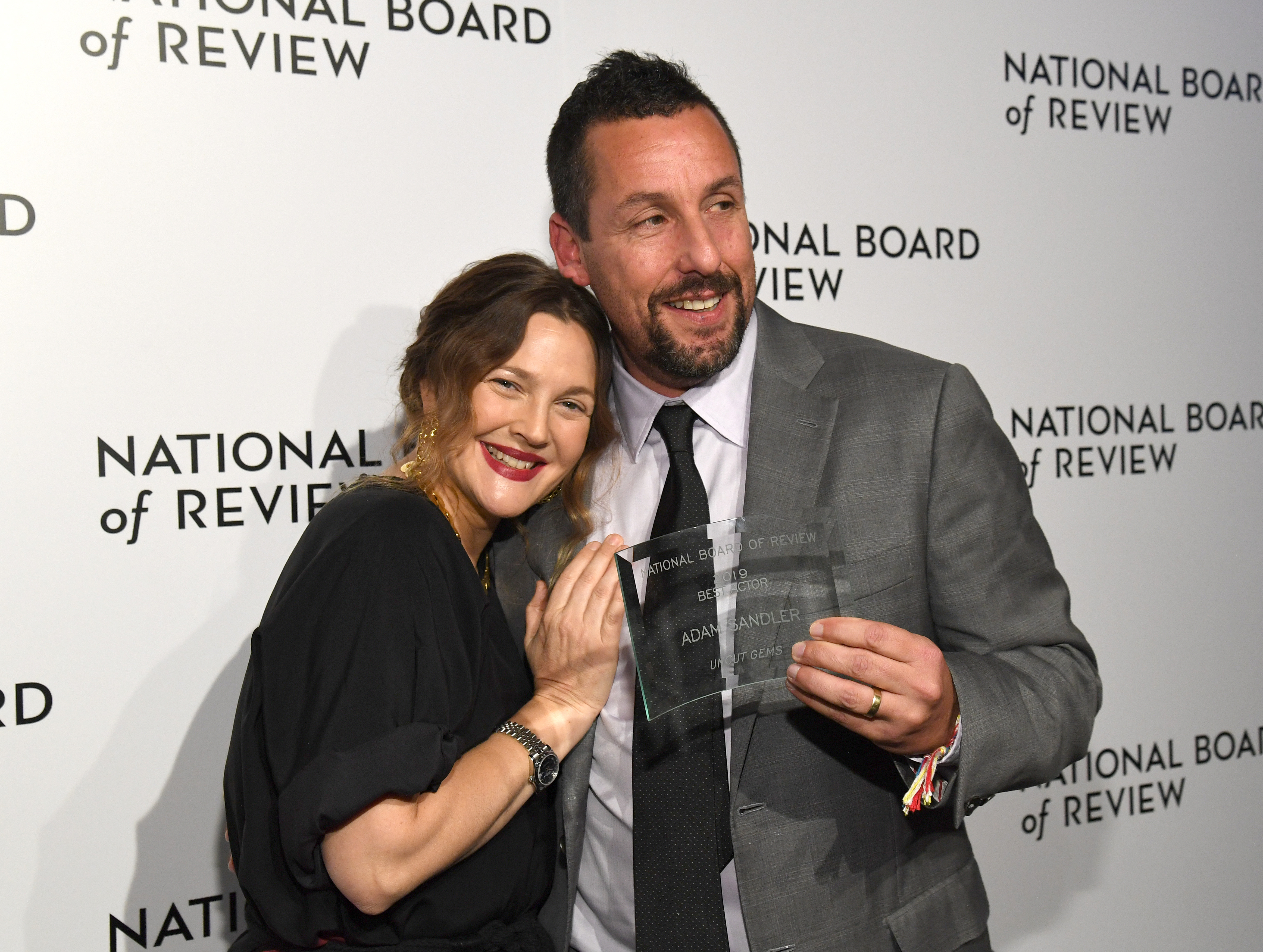 Drew Barrymore y Adam Sandler en la Gala Anual de Premios de la National Board of Review en Nueva York el 8 de enero de 2020 | Fuente: Getty Images