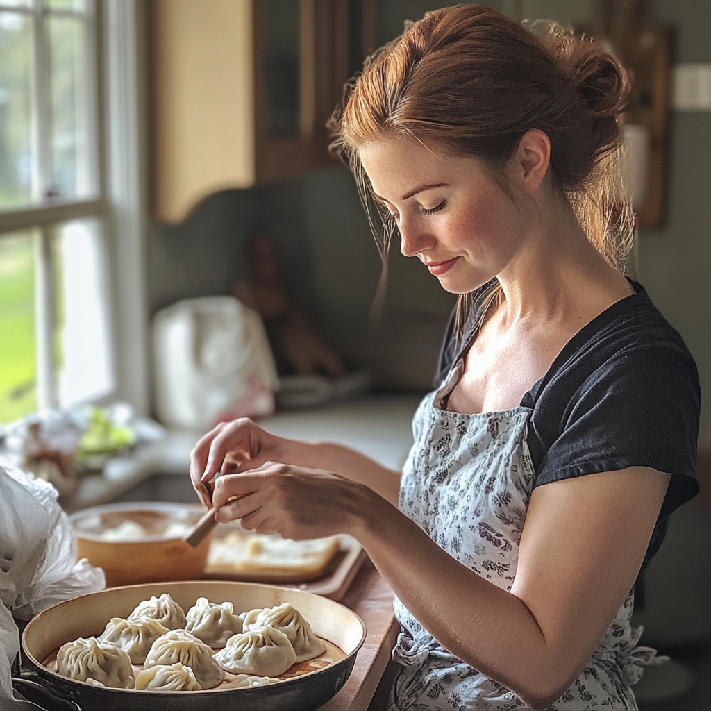 Una mujer haciendo dumplings | Fuente: Midjourney