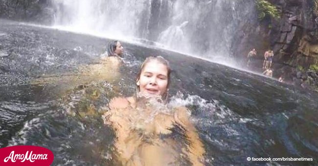 Mujer tomó foto cerca de cascada sin imaginar que inmortalizaba los últimos momentos de un hombre