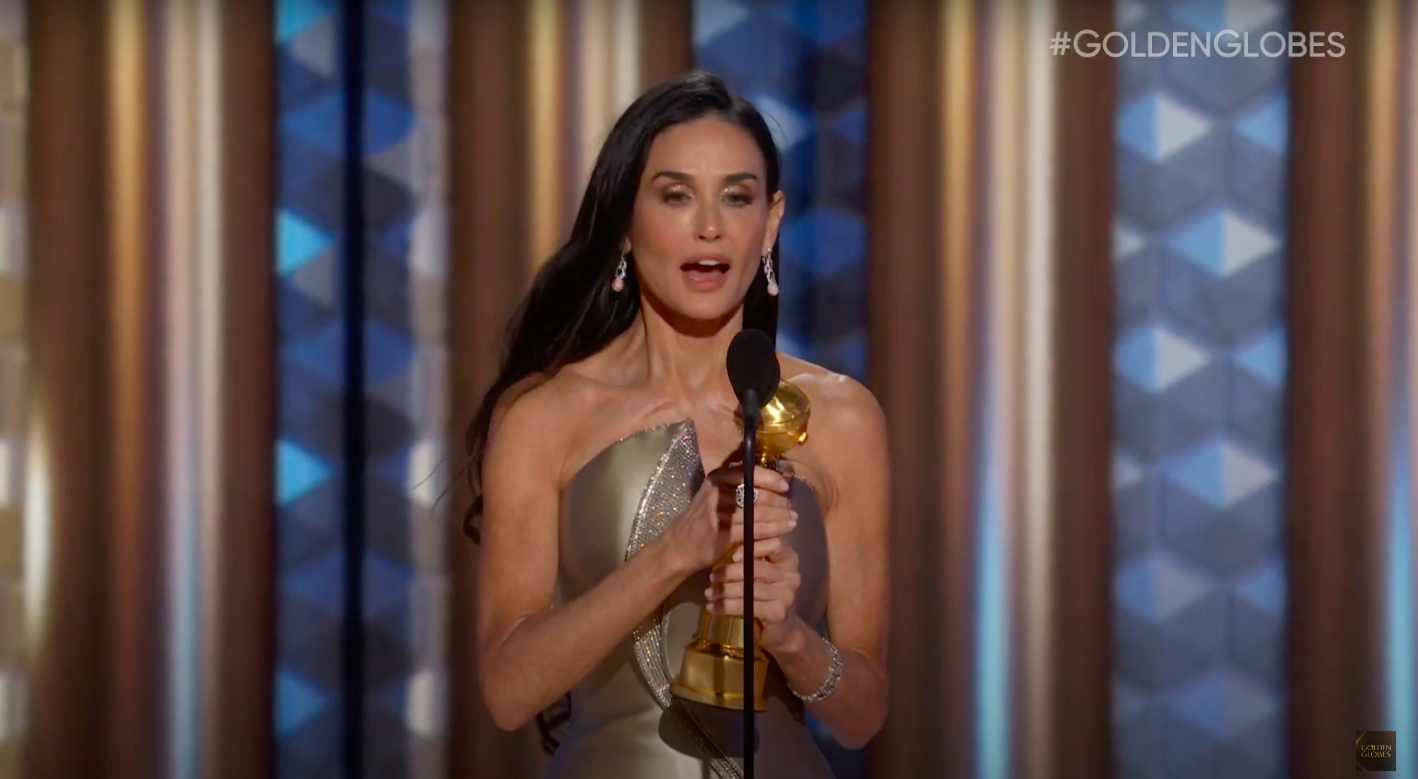 Demi Moore dando su discurso de aceptación en los Globos de Oro de 2025, publicado el 6 de enero de 2025. | Fuente: YouTube/Golden Globes