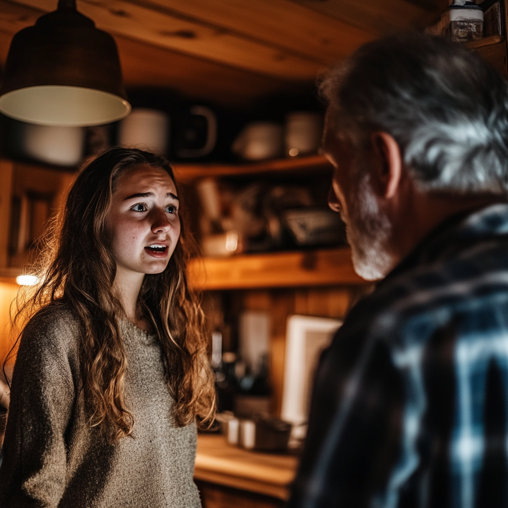 Una niña hablando con su padre | Fuente: Midjourney