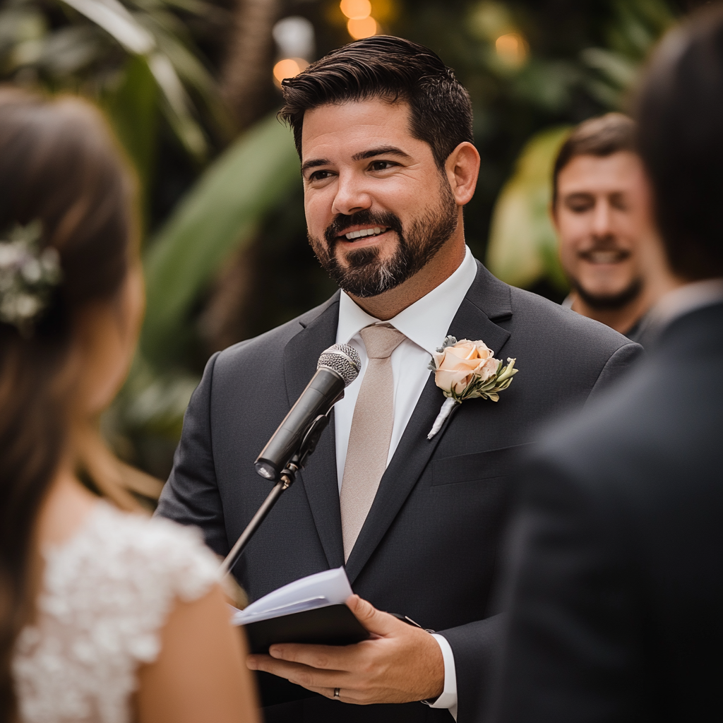 Un oficiante en una boda | Fuente: Midjourney