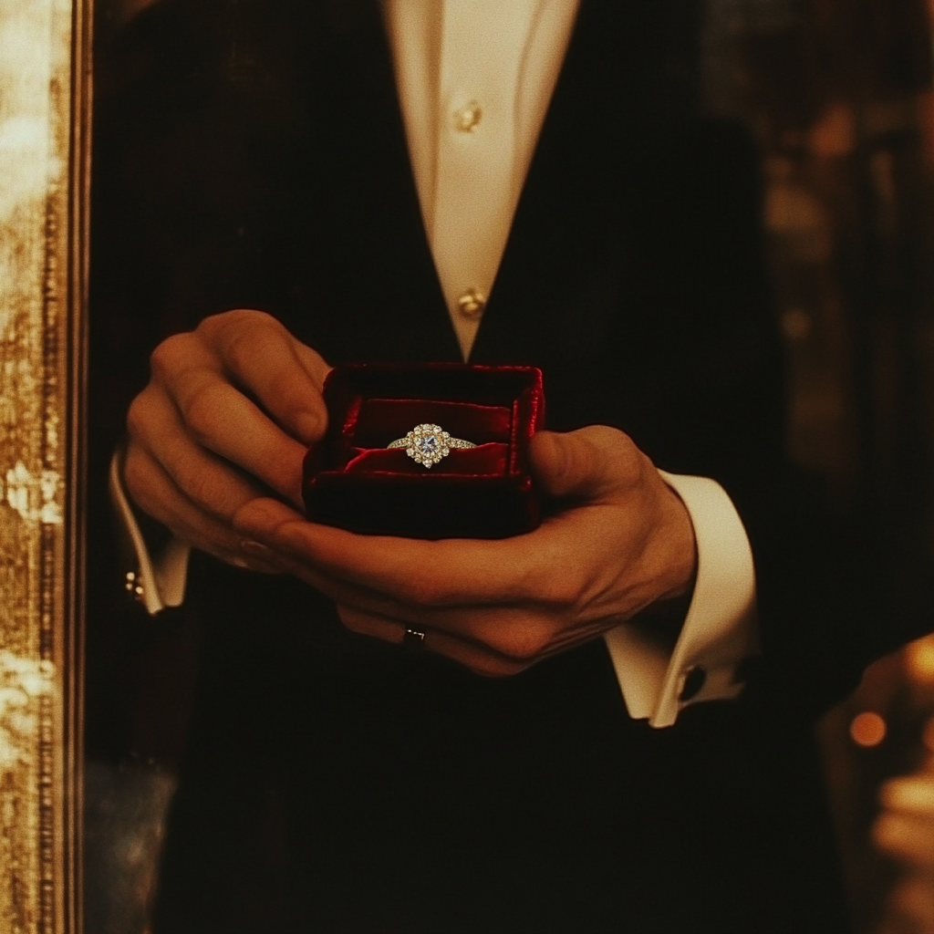 Un hombre con un anillo de diamantes | Fuente: Midjourney