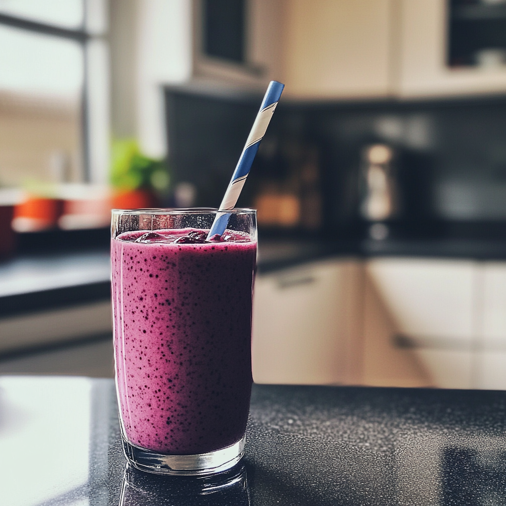 Un batido en la encimera de una cocina | Fuente: Midjourney
