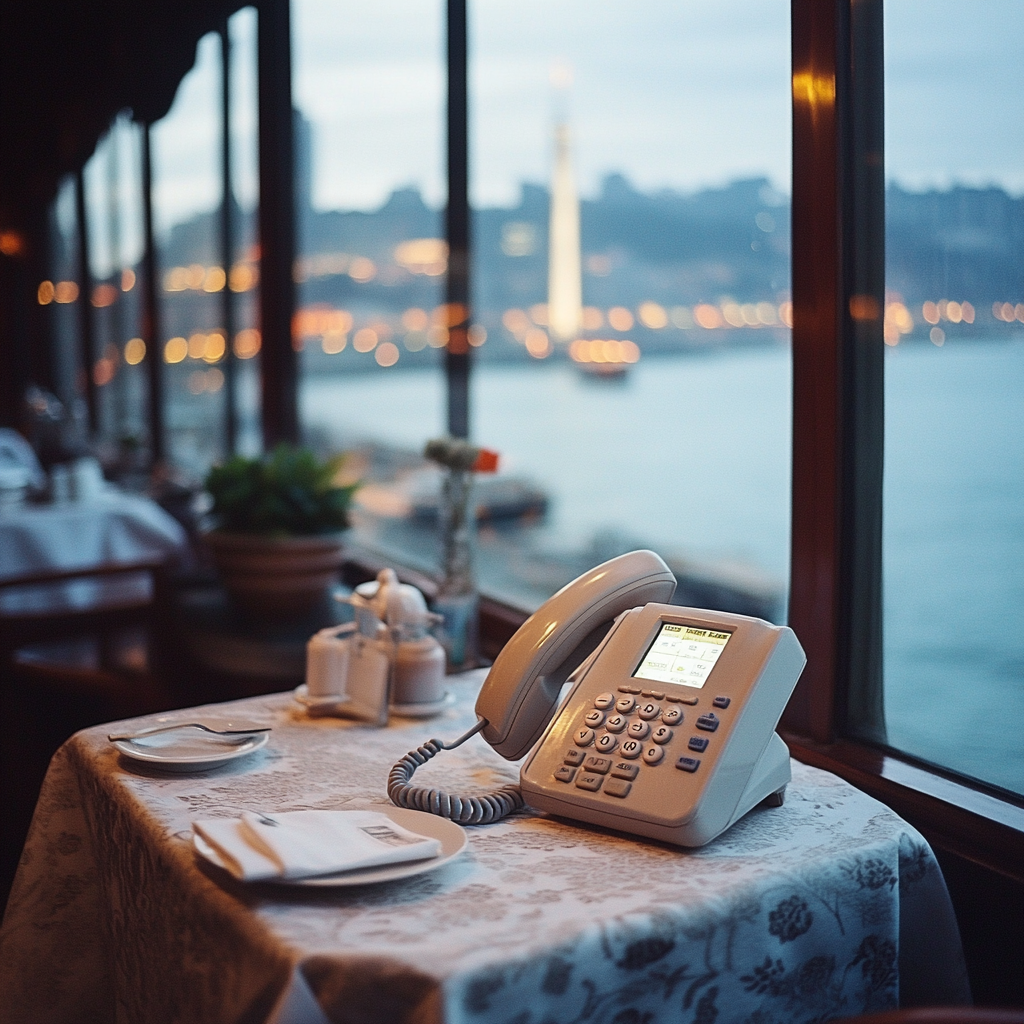 Un teléfono en un restaurante de lujo | Fuente: Midjourney