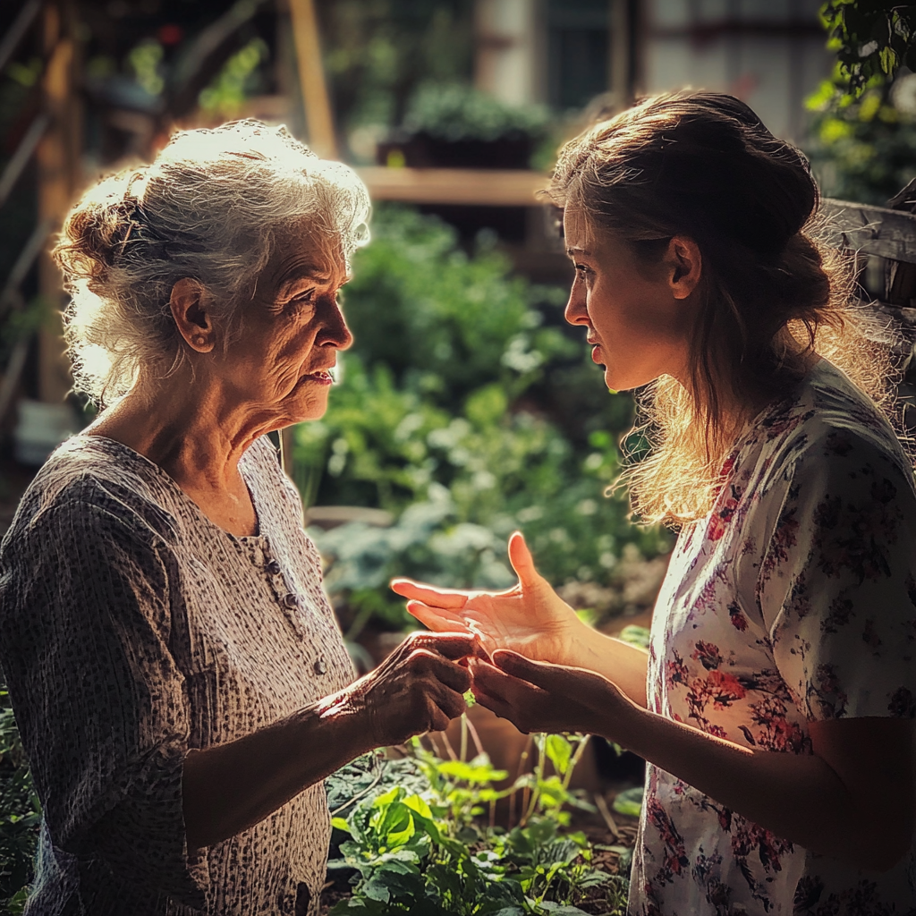 Mujer mayor discutiendo con su nuera | Fuente: Midjourney