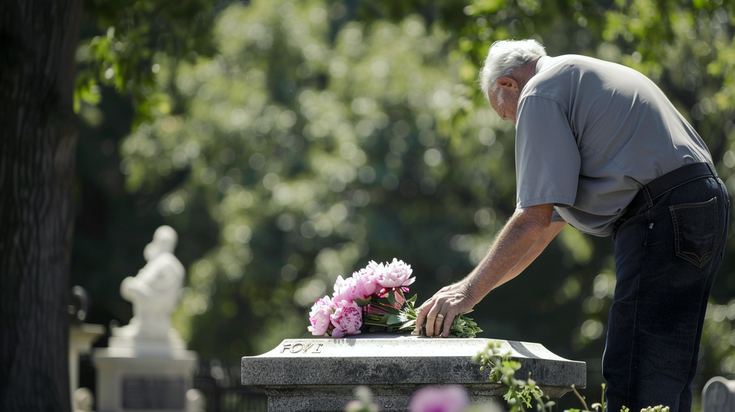 Anciano con flores | Fuente: Midjourney