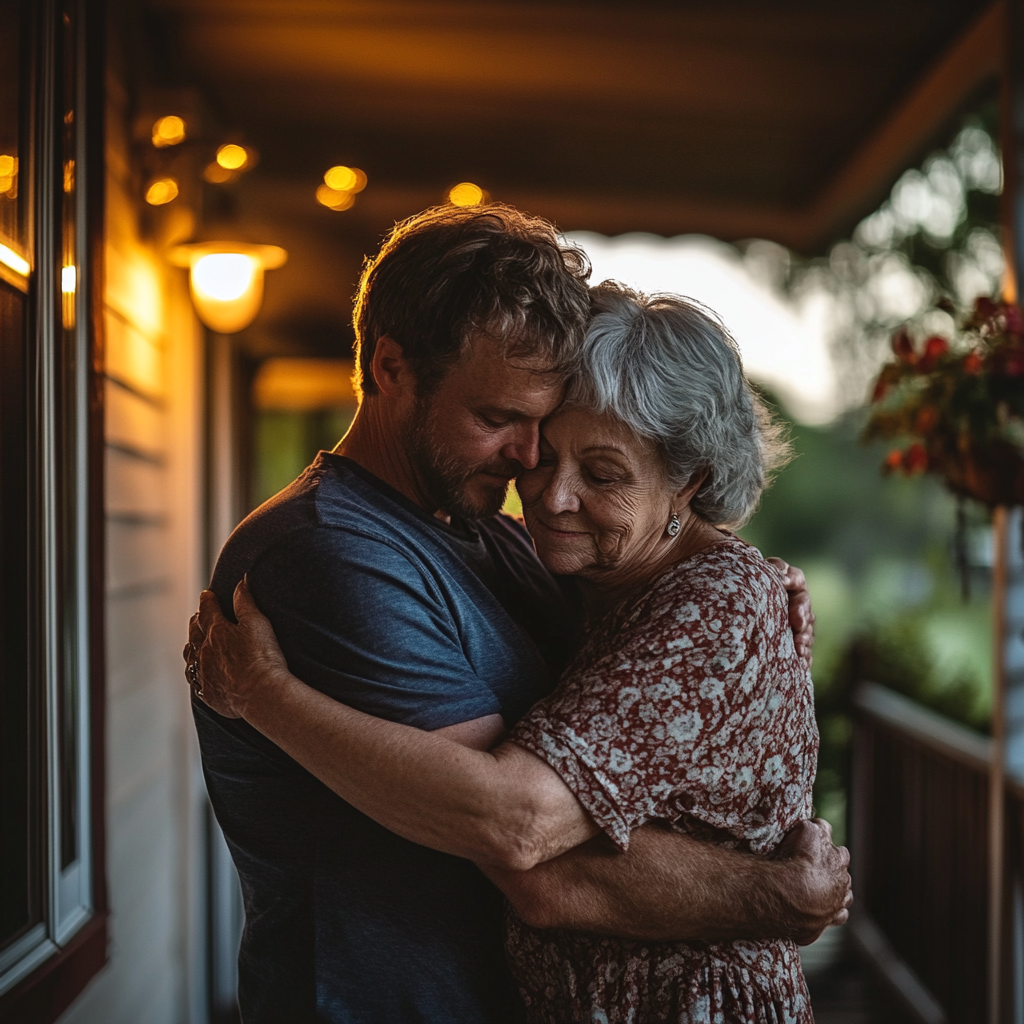 Una mujer abraza a su hijo | Fuente: Midjourney