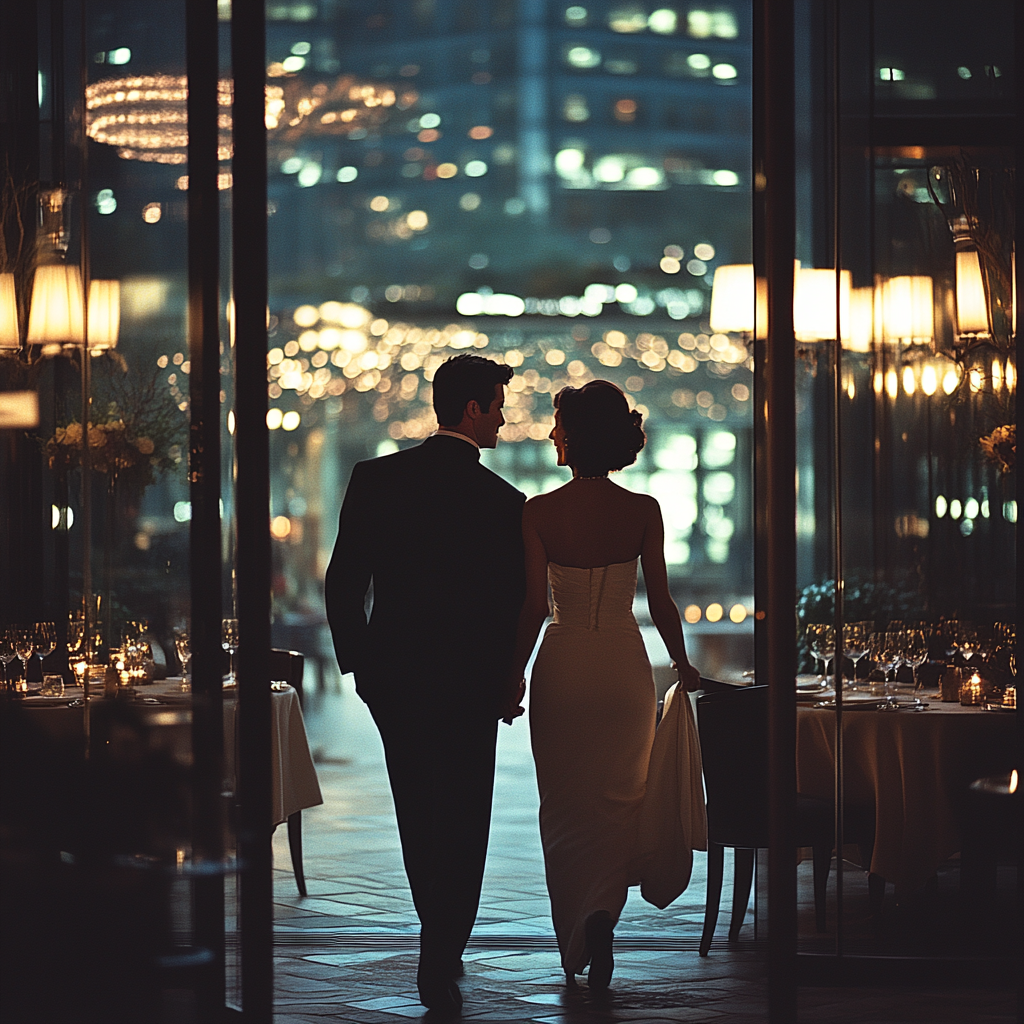Una pareja caminando y hablando | Fuente: Midjourney