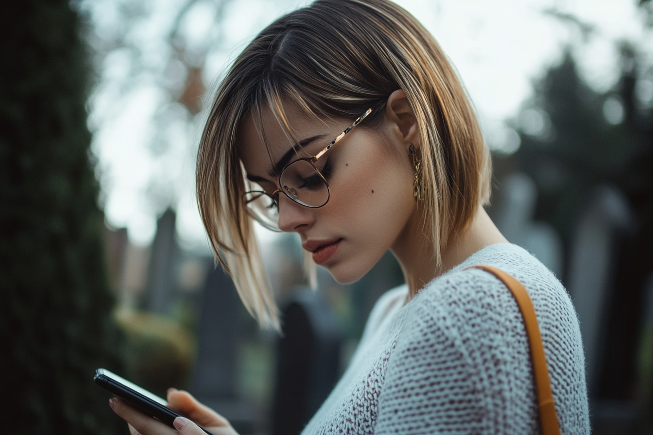 Una mujer mirando su teléfono | Fuente: Midjourney