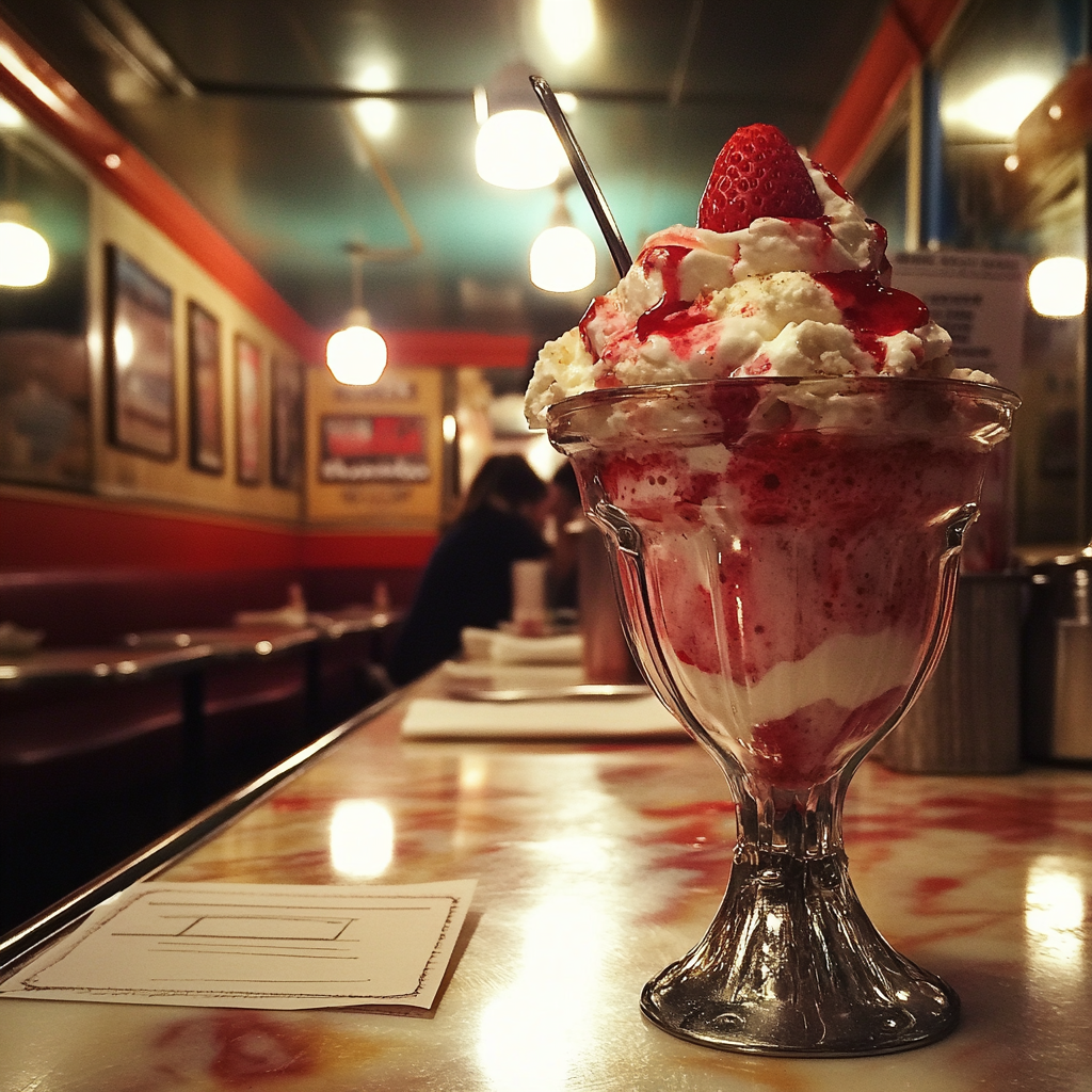 Un helado sobre una mesa | Fuente: Midjourney