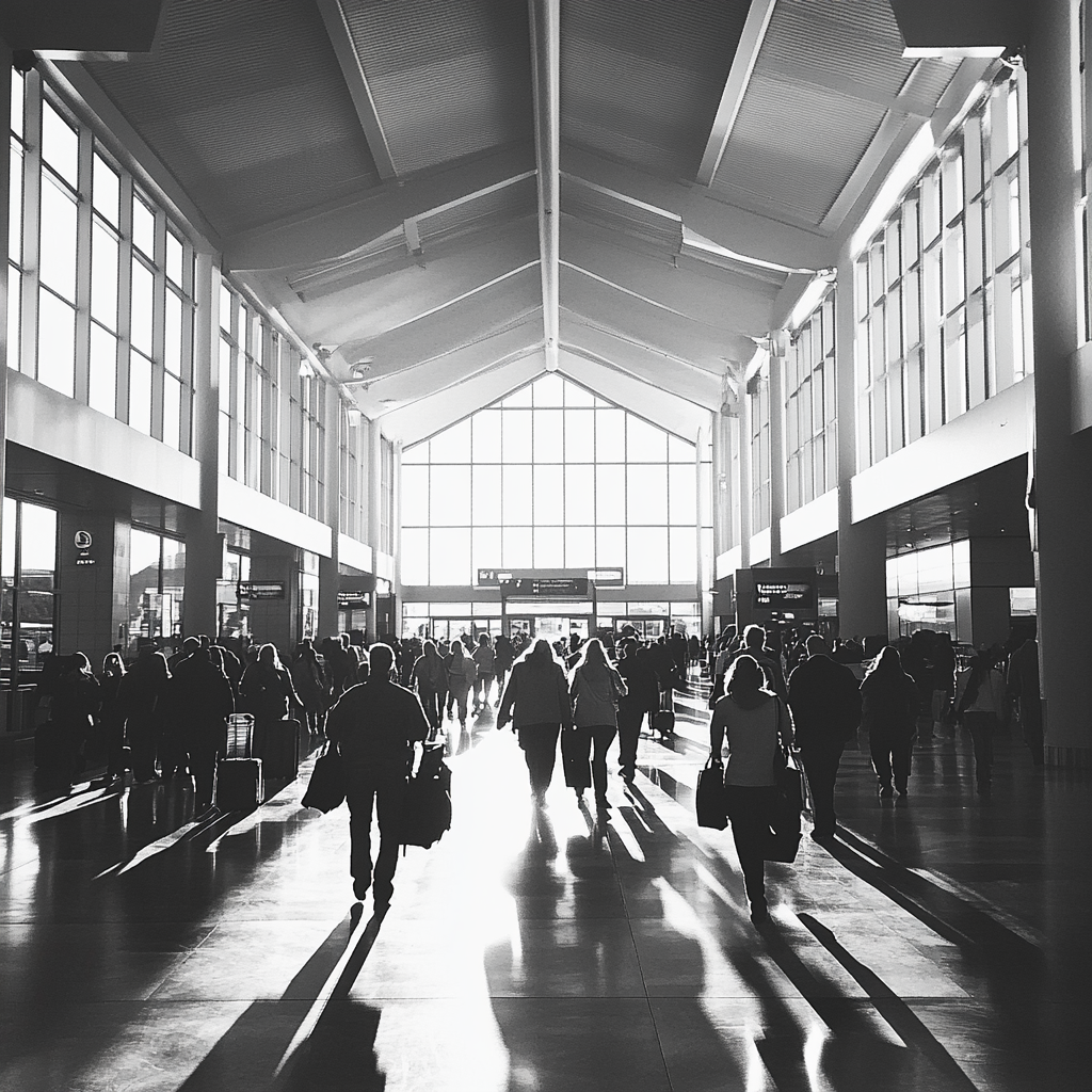 Un aeropuerto muy concurrido | Fuente: Midjourney