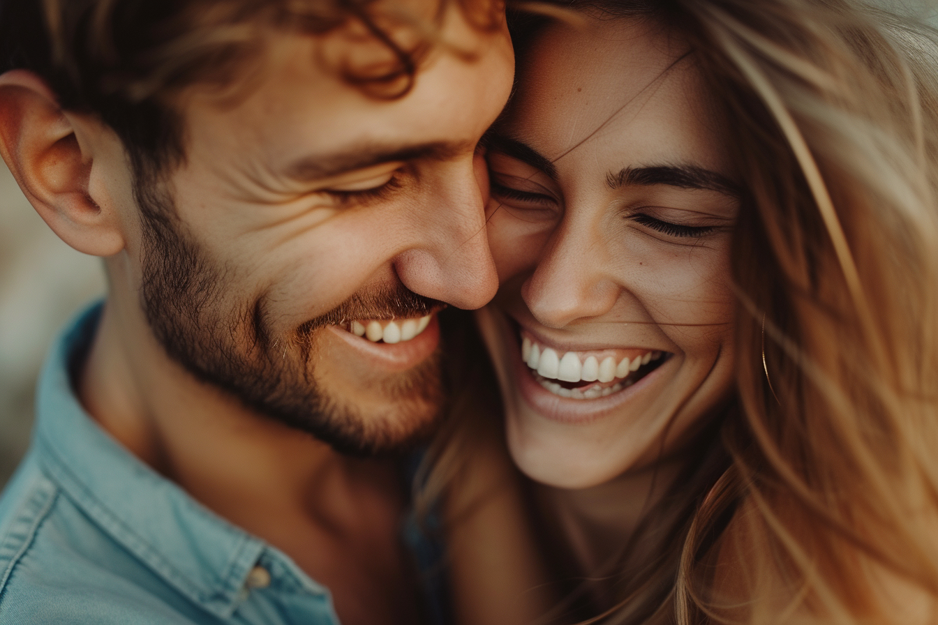 Una joven pareja sonriente | Fuente: Midjourney