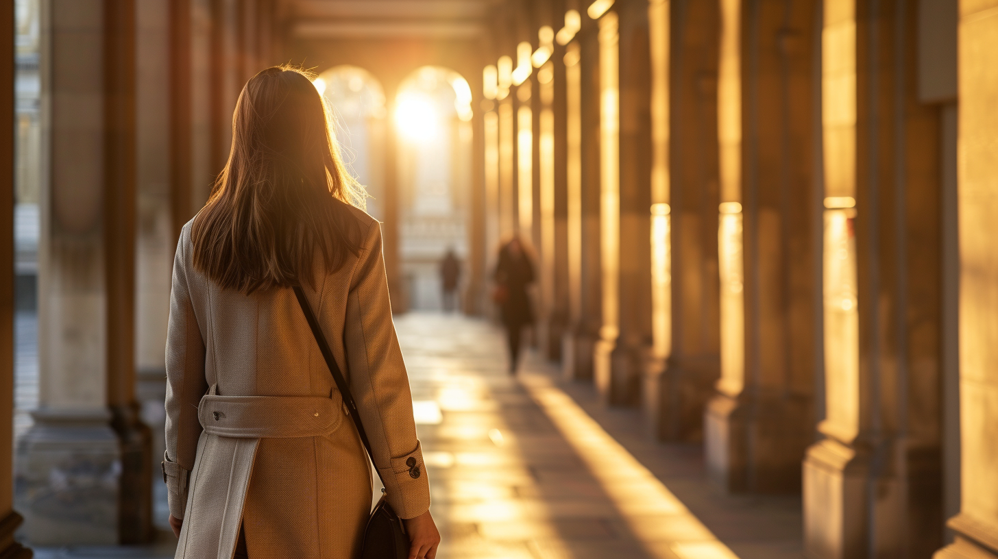 Una mujer alejándose | Fuente: Midjourney