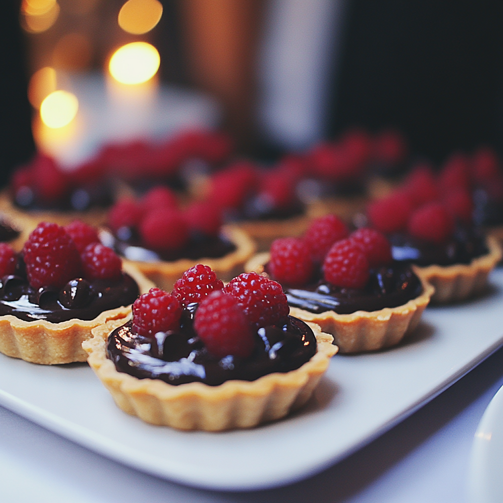 Una bandeja de mini tartas de chocolate | Fuente: Midjourney