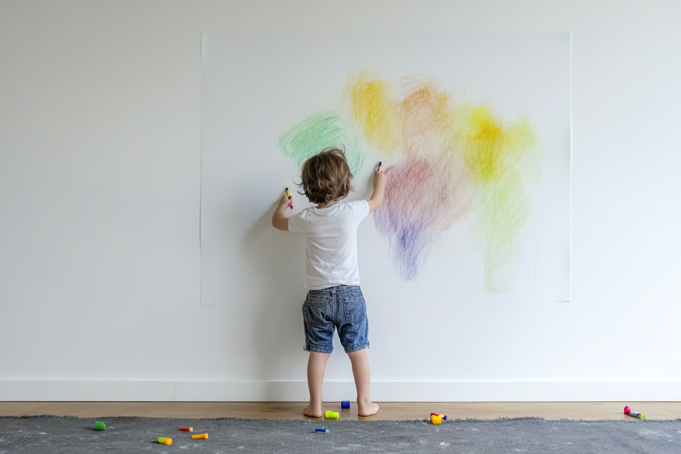 Un niño dibujando en la pared | Fuente: Midjourney