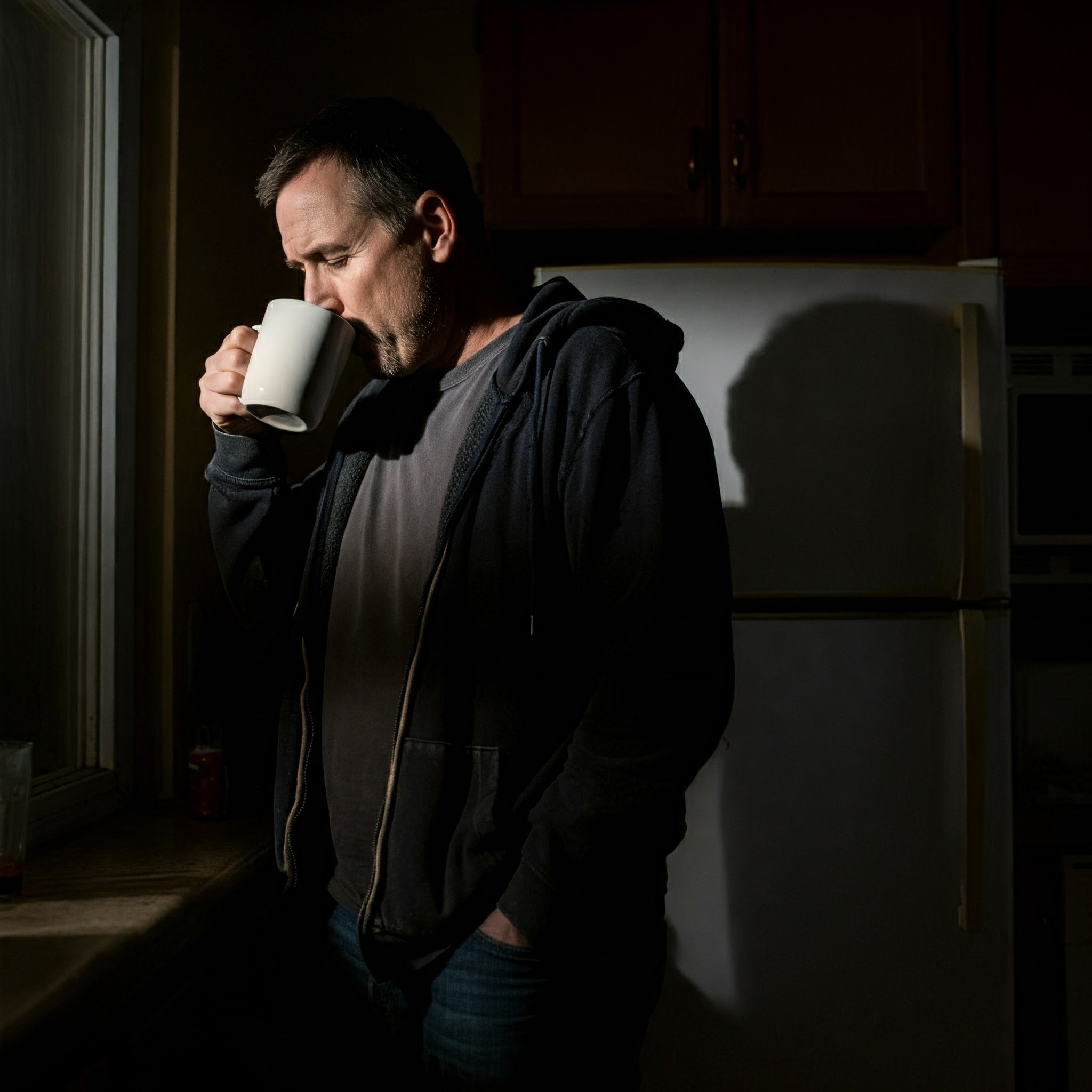 Un hombre bebiendo de una taza en la cocina | Fuente: Géminis