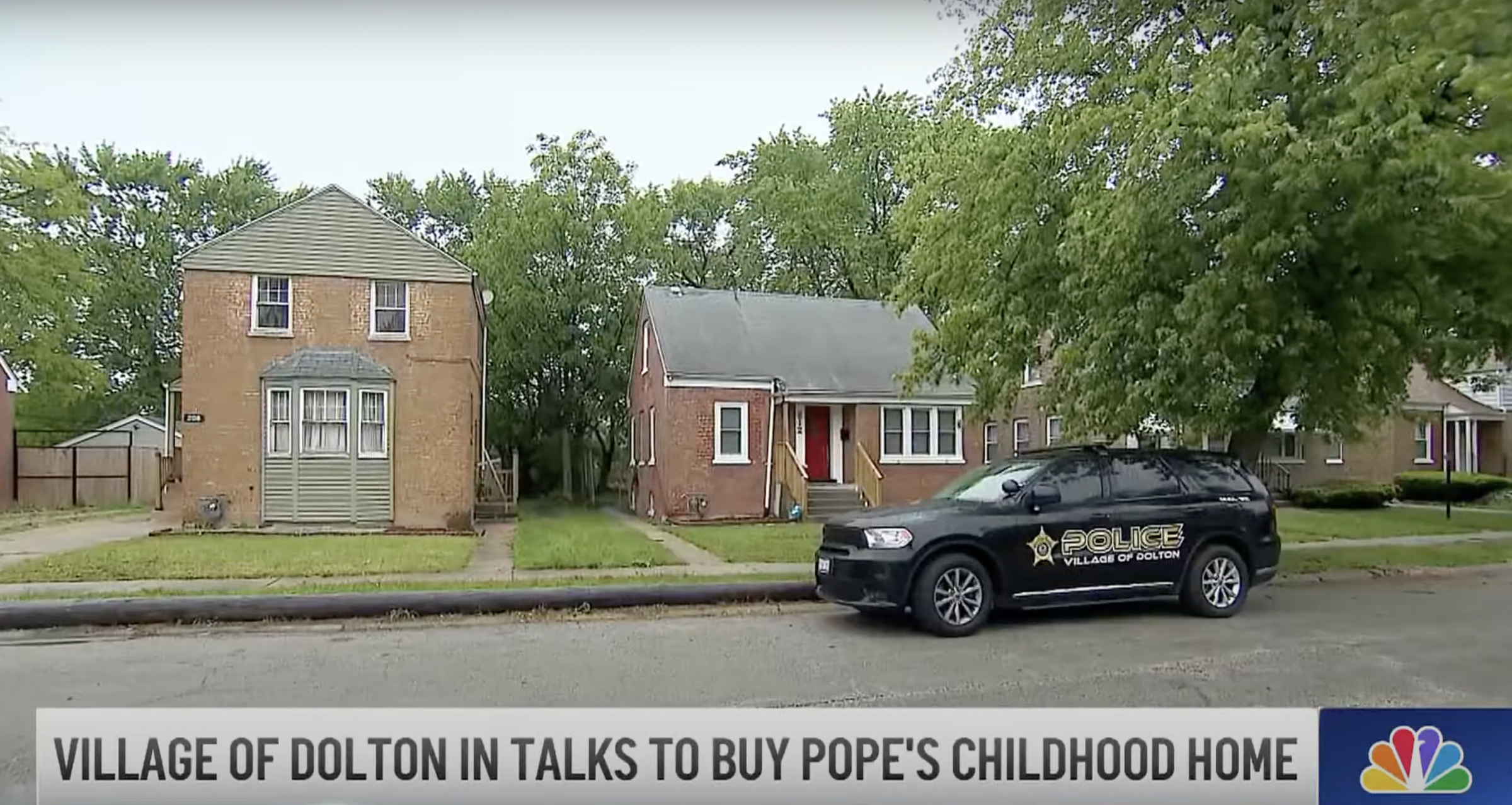 Captura de pantalla de la casa de la infancia del papa León XIV, extraída de un vídeo fechado el 23 de mayo de 2025. | Fuente: YouTube/NBC Chicago
