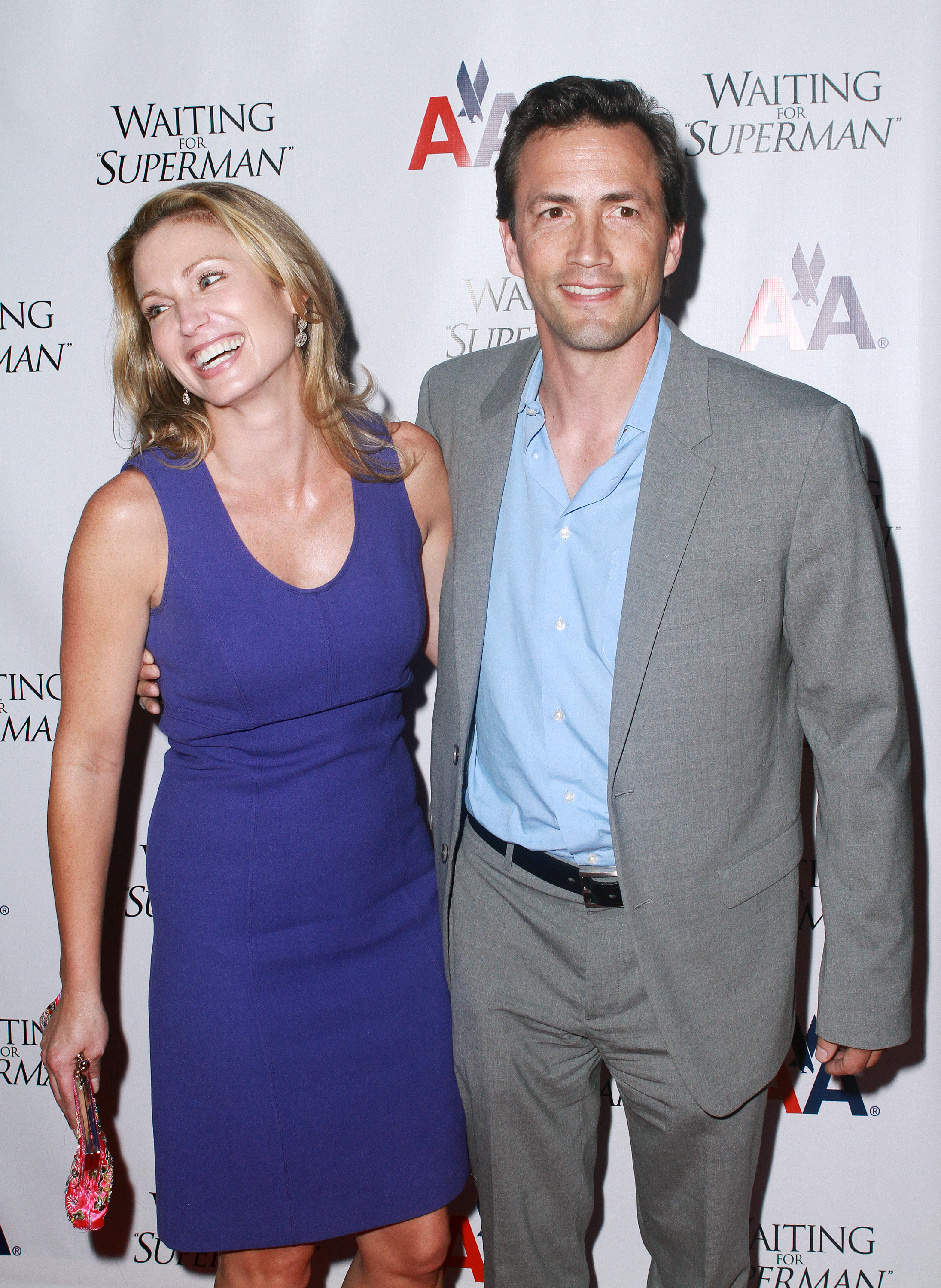 Amy Robach con el actor en el estreno de "Waiting For 'Superman'" el 22 de septiembre de 2010 | Fuente: Getty Images