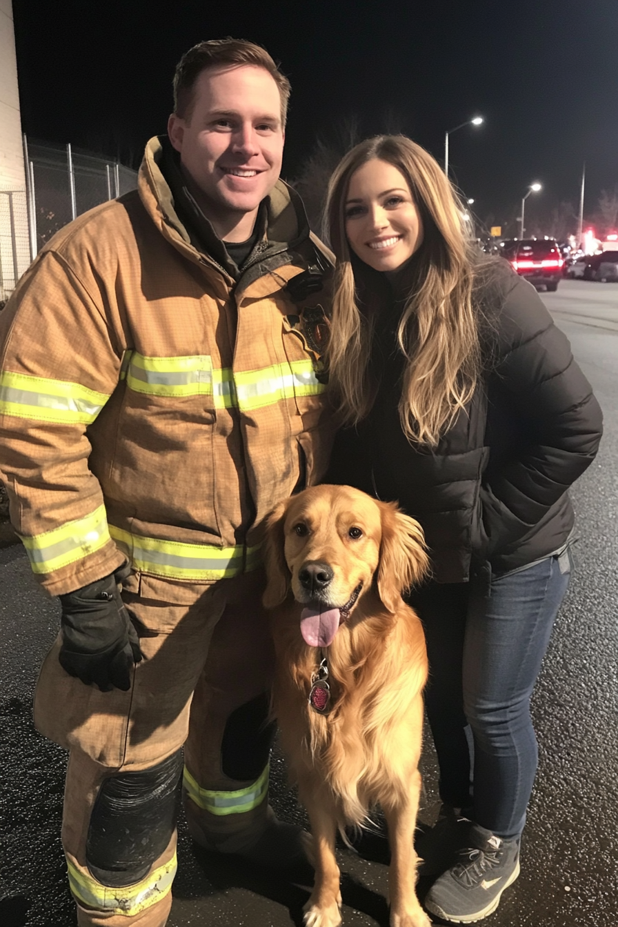 Un bombero, una mujer y un perro | Fuente: AmoMama