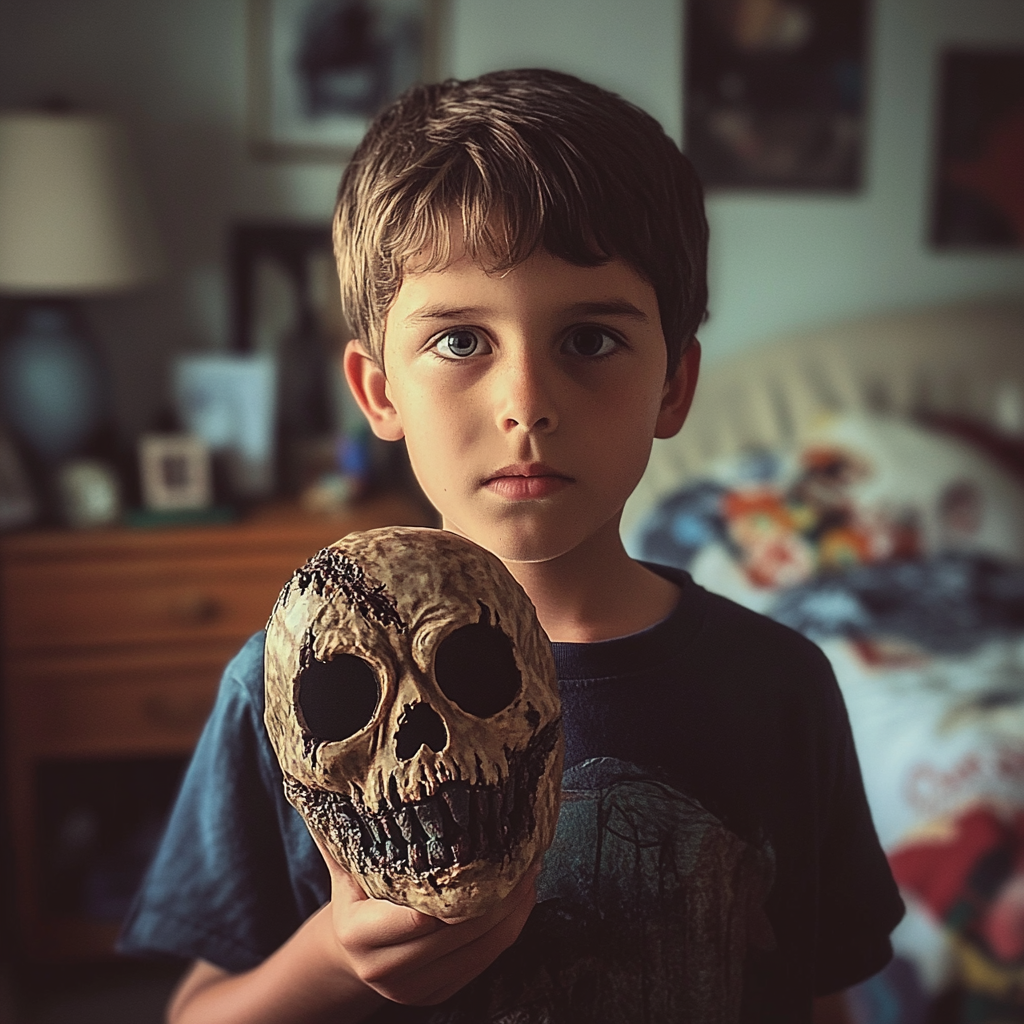 Niño con un disfraz de zombi para Halloween | Fuente: Midjourney