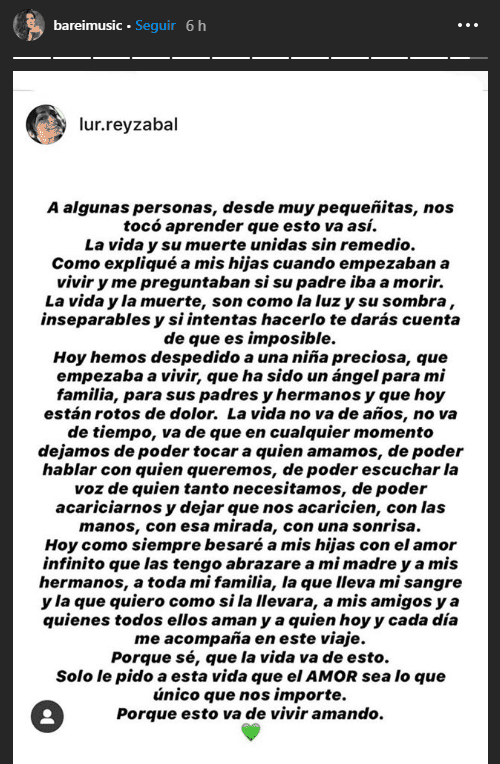 Texto de Lourdes Reyzábal, hermana de Barei. │Foto: Instagram / @Bareimusic