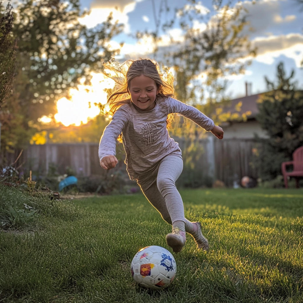 Una niña jugando al aire libre | Fuente: Midjourney