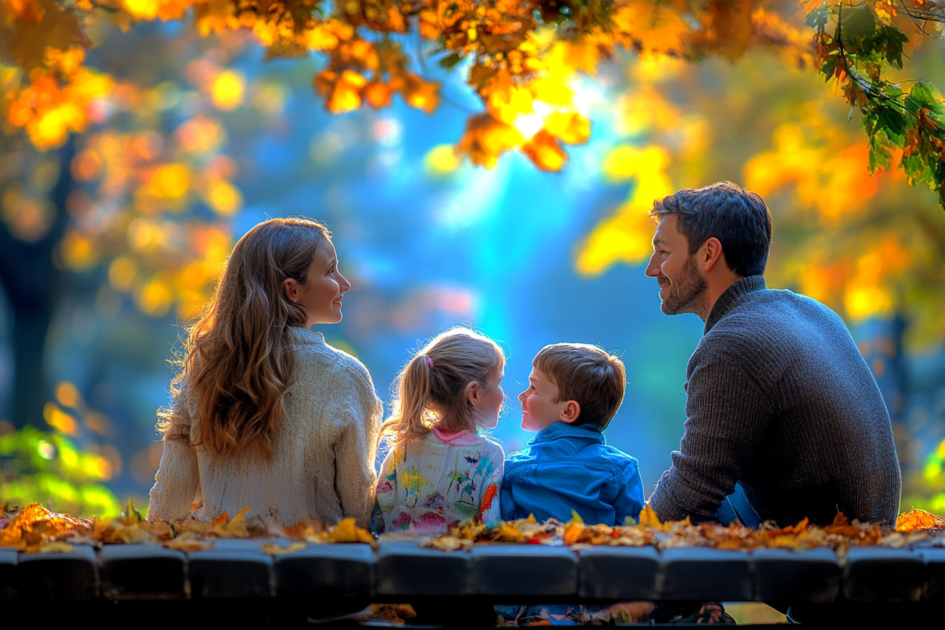 Una familia feliz en un parque | Fuente: Midjourney