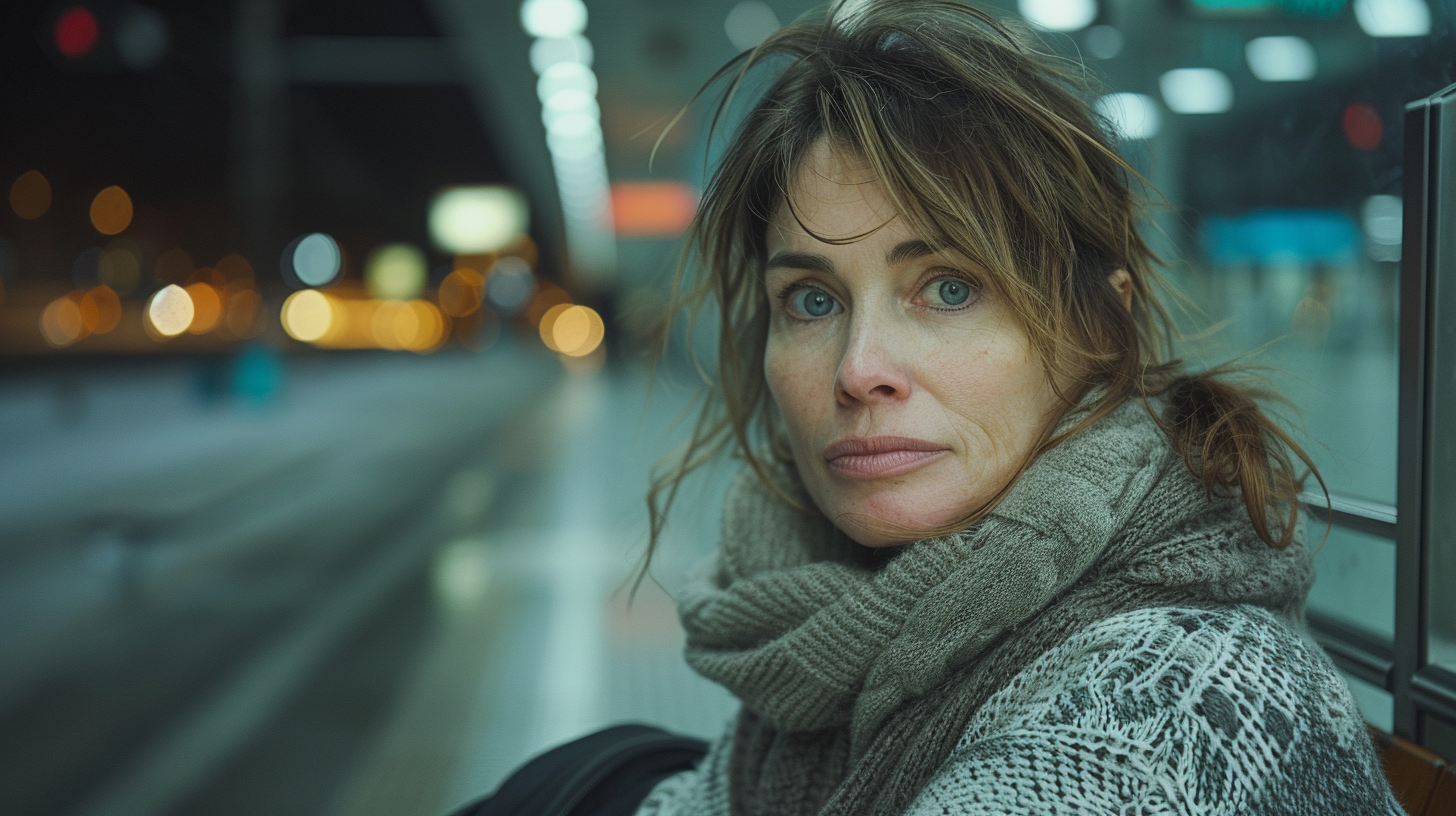 Mujer en la estación de metro | Fuente: Midjourney