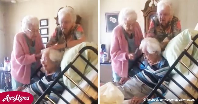 Adorable "makeover" de dos ancianas a su "hermanita" enferma de 97 años