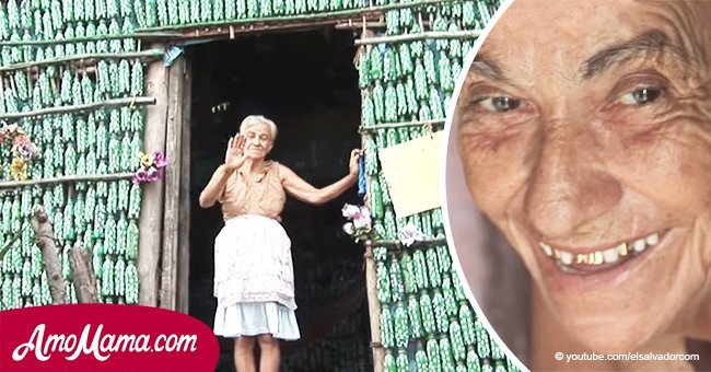 Mujer construyó casa con botellas después de que terremoto la dejó sin hogar. Por dentro se ve fascinante