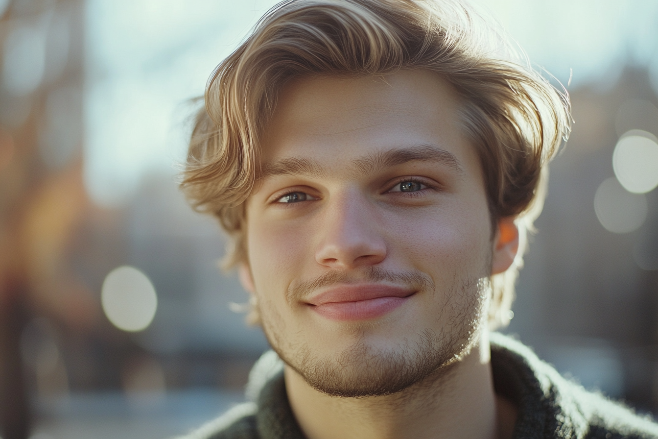 Un hombre mirando al frente, sonriendo | Fuente: Midjourney