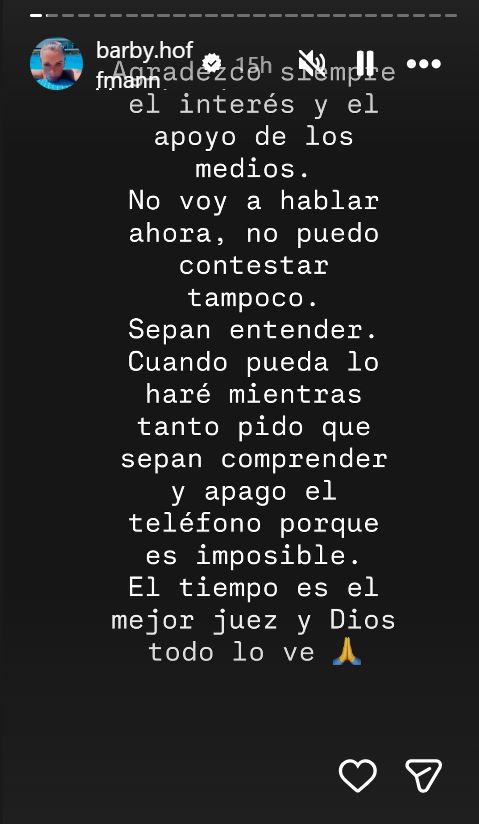De las historias de Bárbara Hoffmann, hija de Sergio Denis | Fuente: Instagram/barby.hoffmann