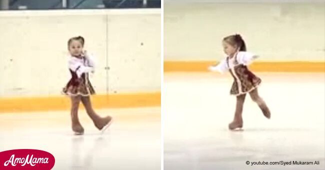 Niña de 2 años muestra sus increíbles movimientos de patinaje sobre hielo