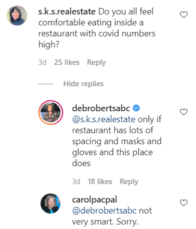 Comentarios sobre la foto de Deborah Roberts de ella y su esposo Al Roker en una cita para cenar. | Foto: Instagram / Debrobertsabc