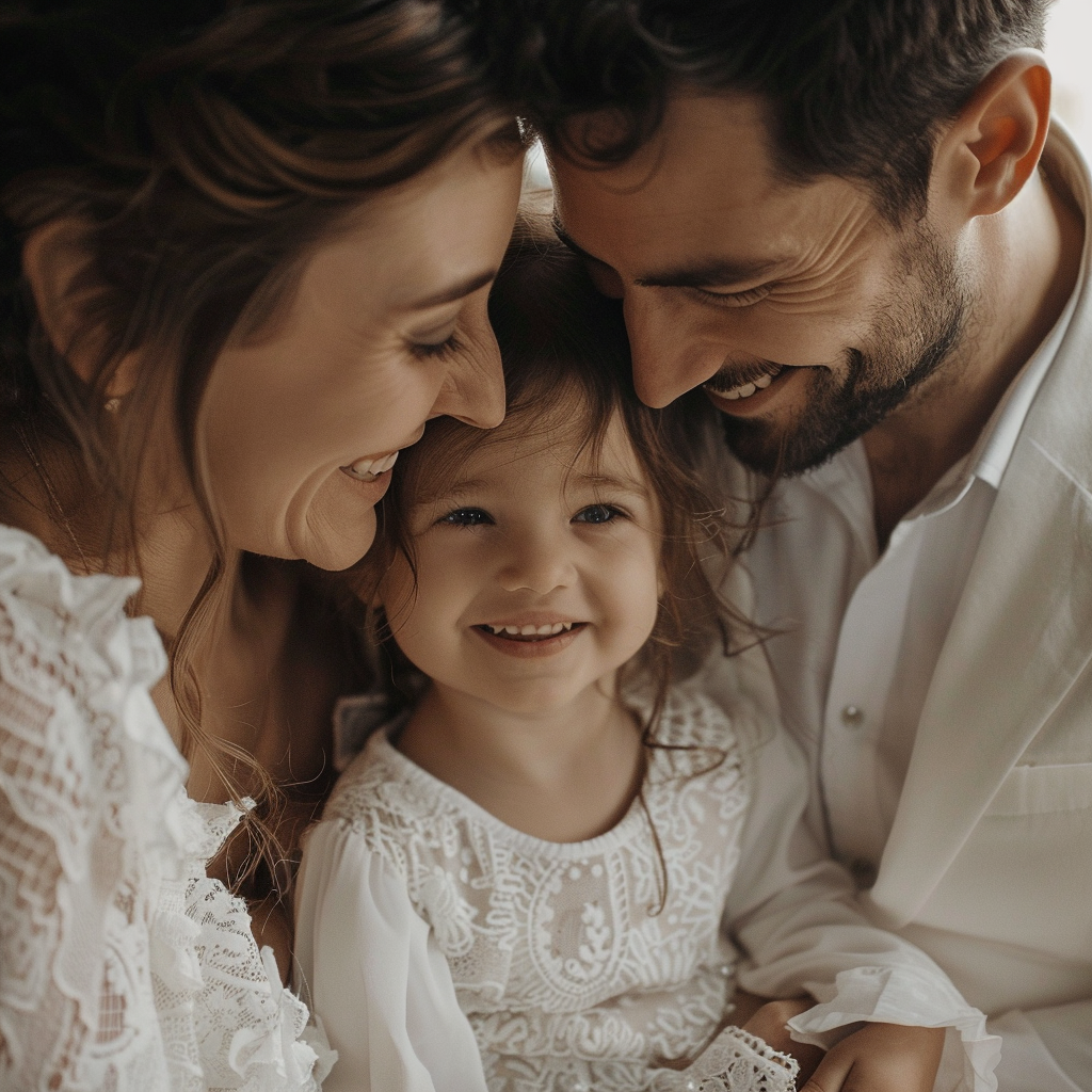 Una pareja feliz con su hija pequeña | Fuente: Midjourney