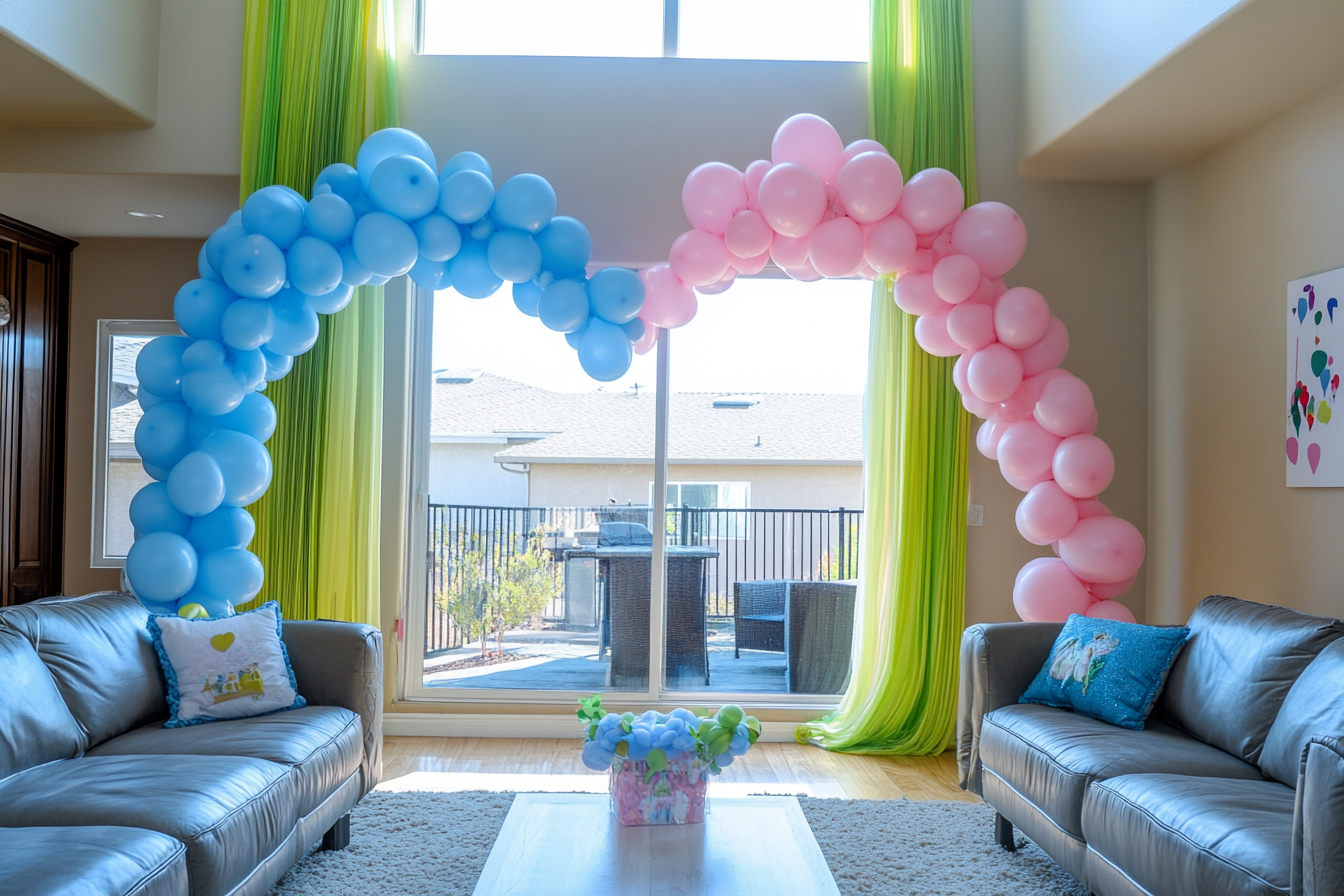 Una casa decorada para una revelación de género | Fuente: Midjourney