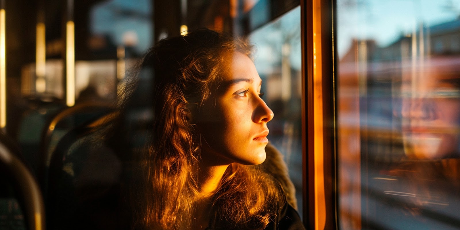 Una mujer en un autobús | Fuente: Midjourney