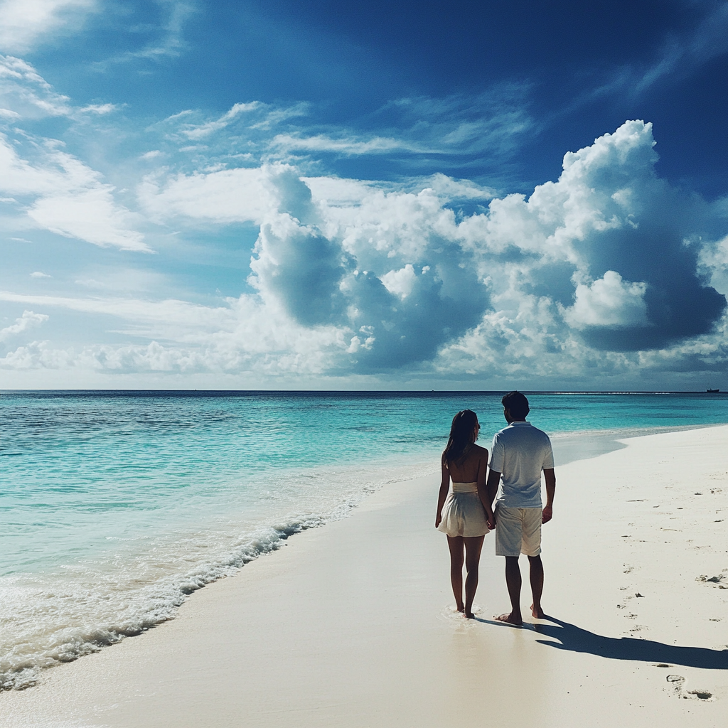 Una pareja en la playa | Fuente: Midjourney