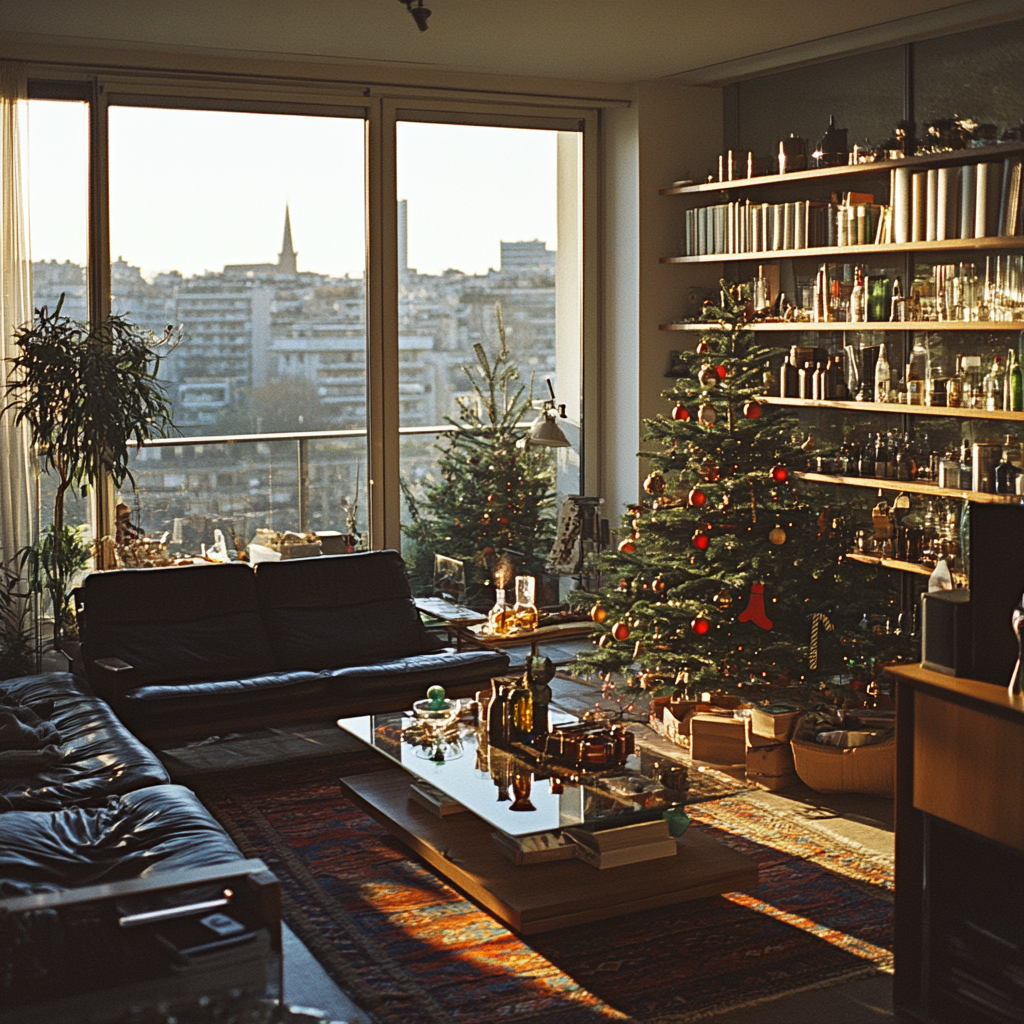 Un apartamento decorado para Navidad | Fuente: Midjourney