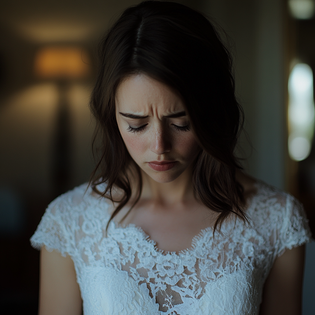 Una novia disgustada en una suite nupcial | Fuente: Midjourney