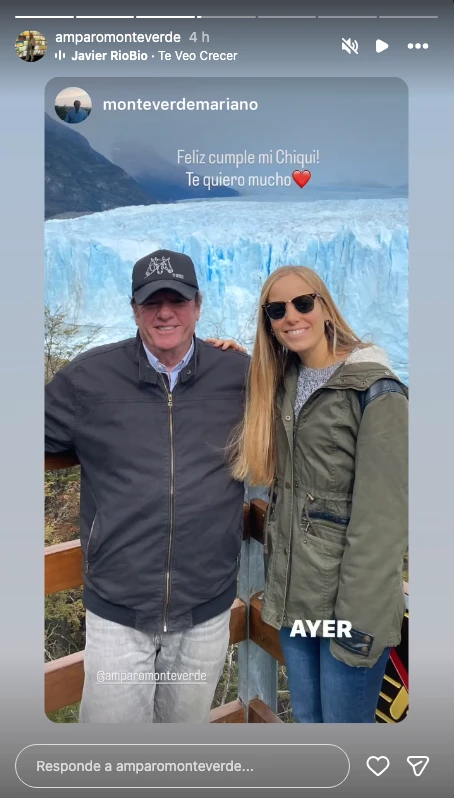Mariano Monteverde posando junto a su hija Amparo durante su viaje a Portugal | Fuente: Instagram Stories/amparomonteverde