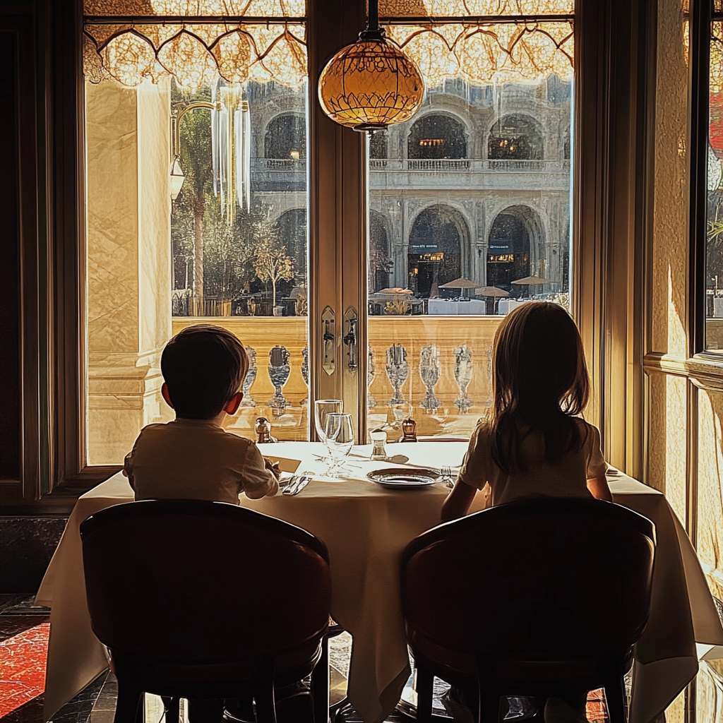 Niños en un restaurante de lujo | Fuente: Midjourney