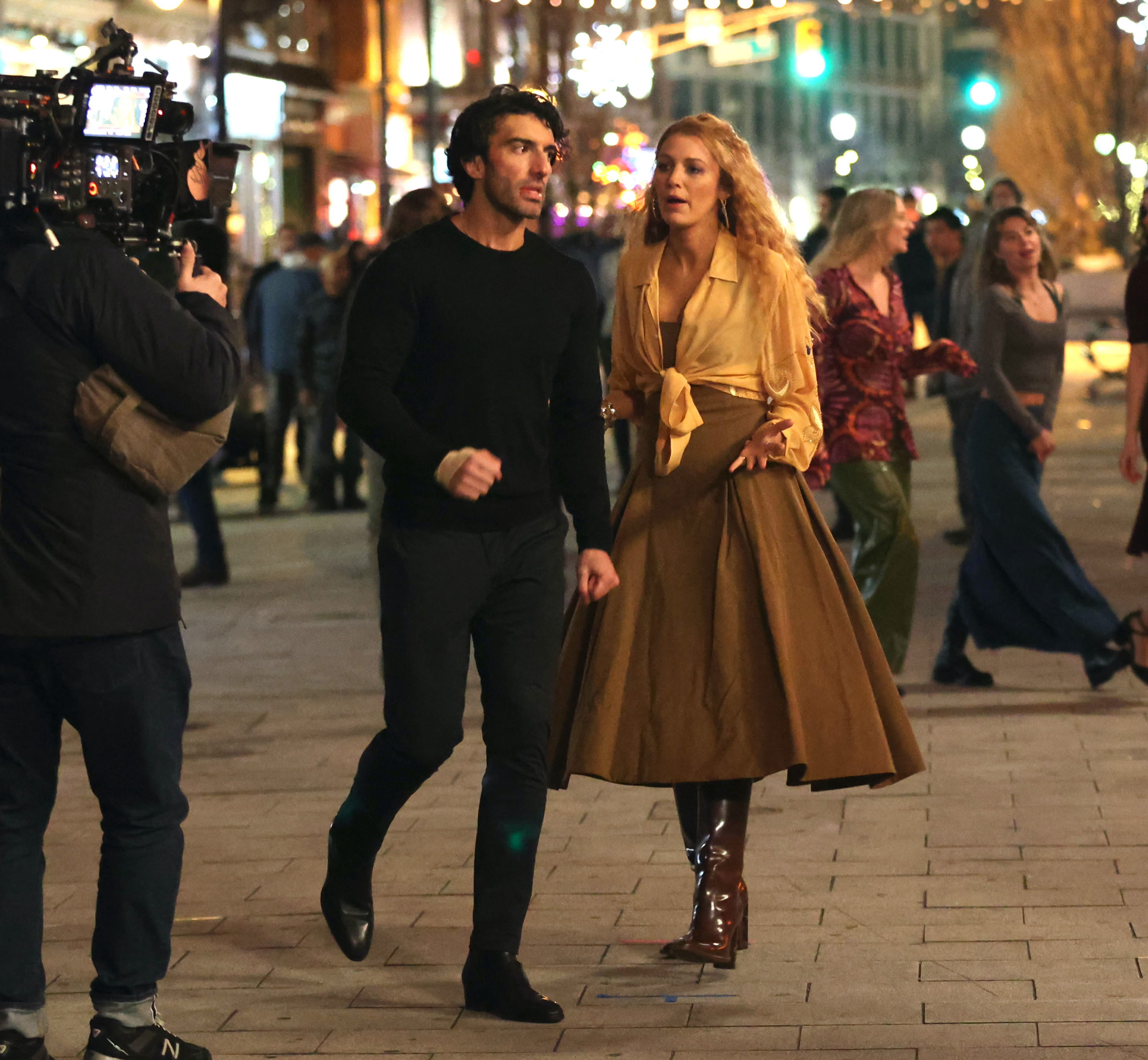 Blake Lively y Justin Baldoni en el plató de "It Ends with Us", 2024 | Fuente: Getty Images