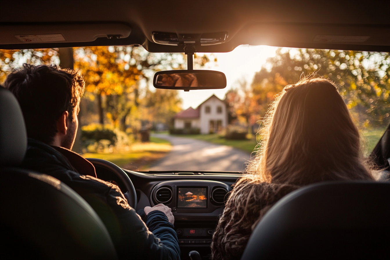 Una pareja sentada en un Automóvil | Fuente: Midjourney