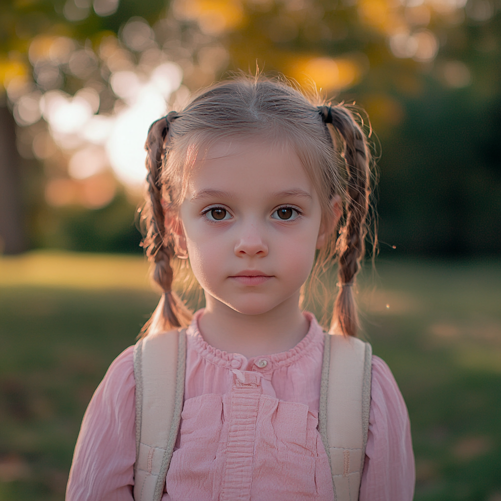 Una niña de pie en un parque | Fuente: Midjourney